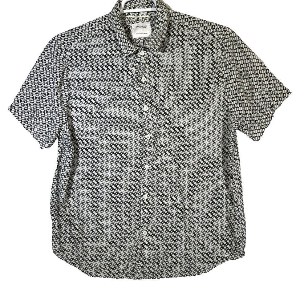 Cactus Man Men's XL Cream Geometric Print Short-Sleeve Viscose Shirt M505